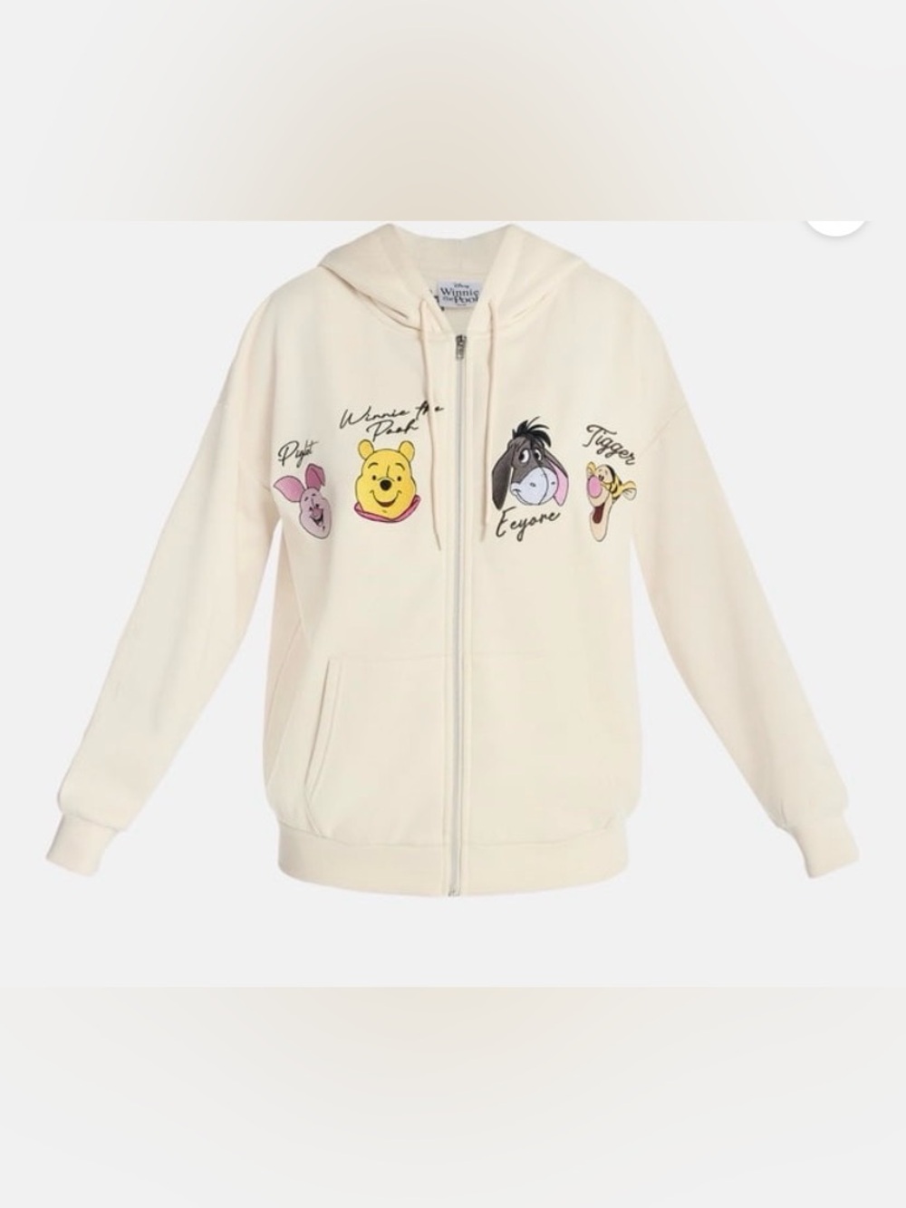 Winnie the Pooh Cream Zip 100 acre wood NWT Graphic Hoodie Tigger Piglet Eore